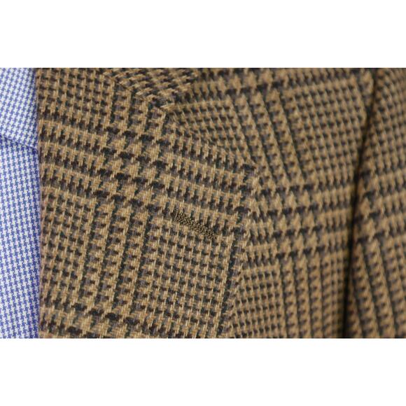 Lanvin Paris Vintage Brown Green Plaid Knit Wool 2-Btn Sportcoat Blazer 42L - Picture 5 of 8